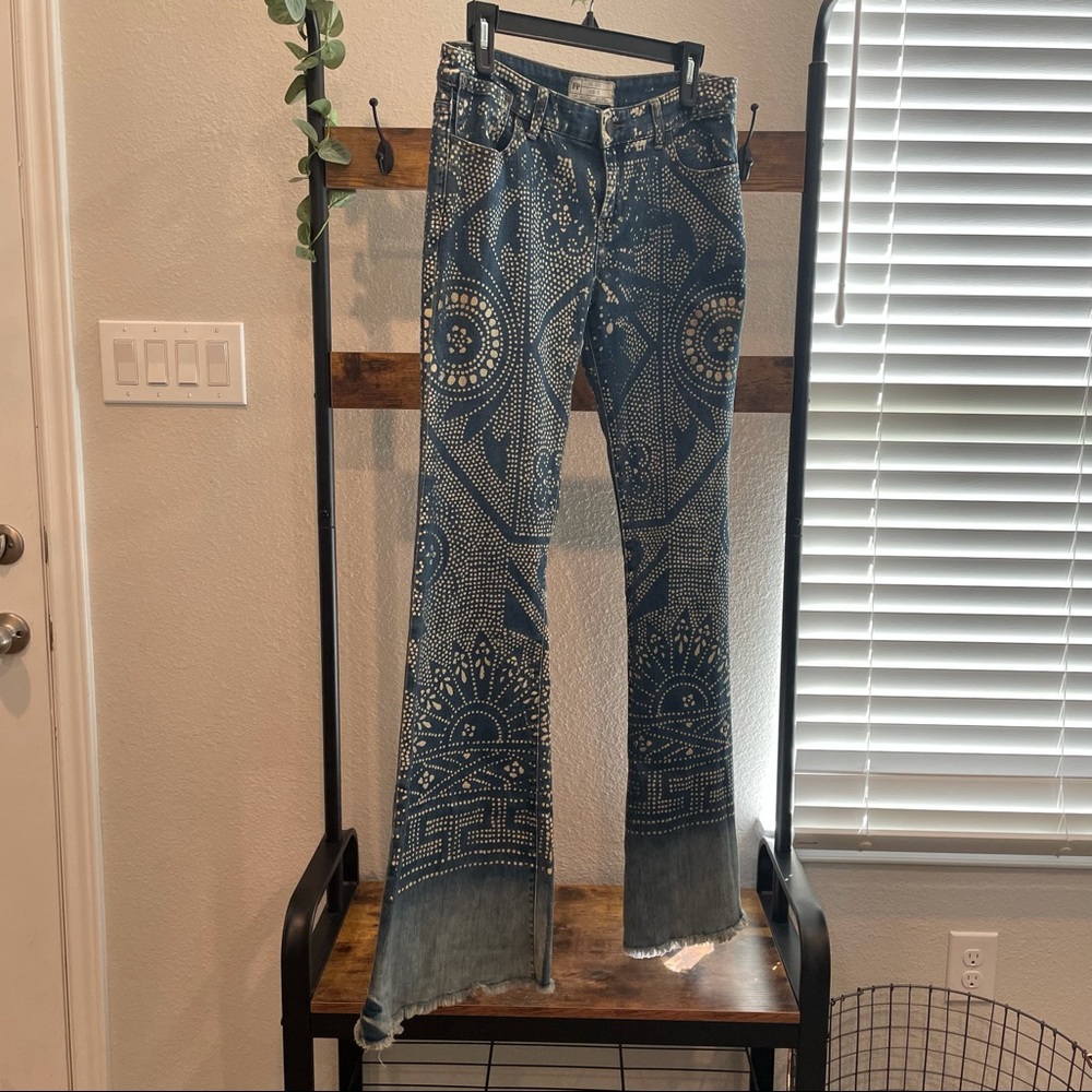 Free People Patterned Flare Jeans